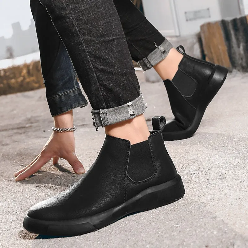 Man's simple fashion joker platform comfortable high top boots