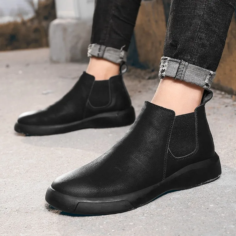 Man's simple fashion joker platform comfortable high top boots