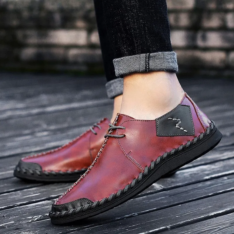 Man's vintage fashion joker leather flat leisure loafers