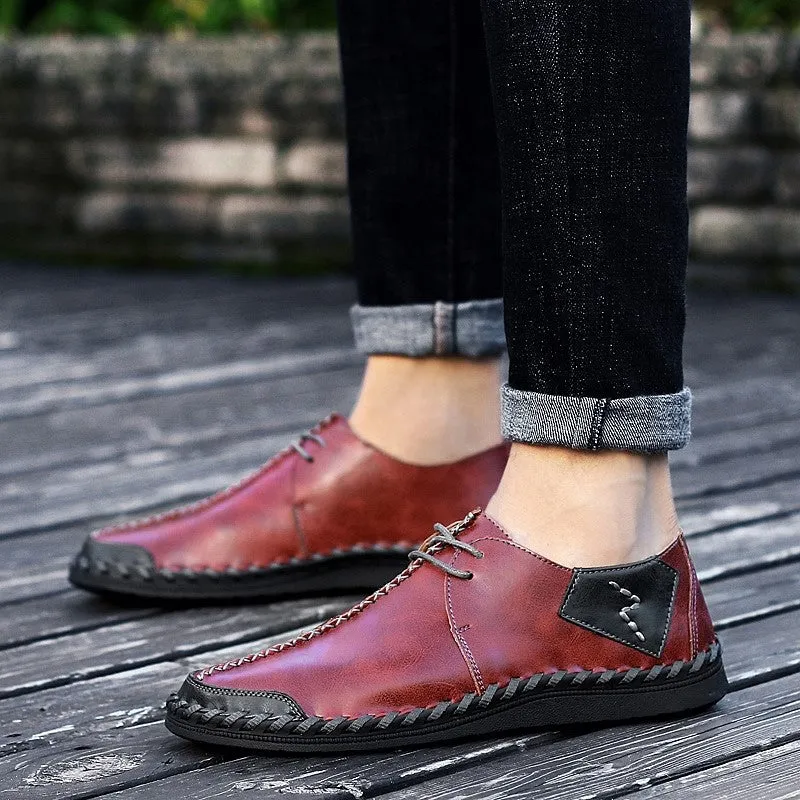 Man's vintage fashion joker leather flat leisure loafers