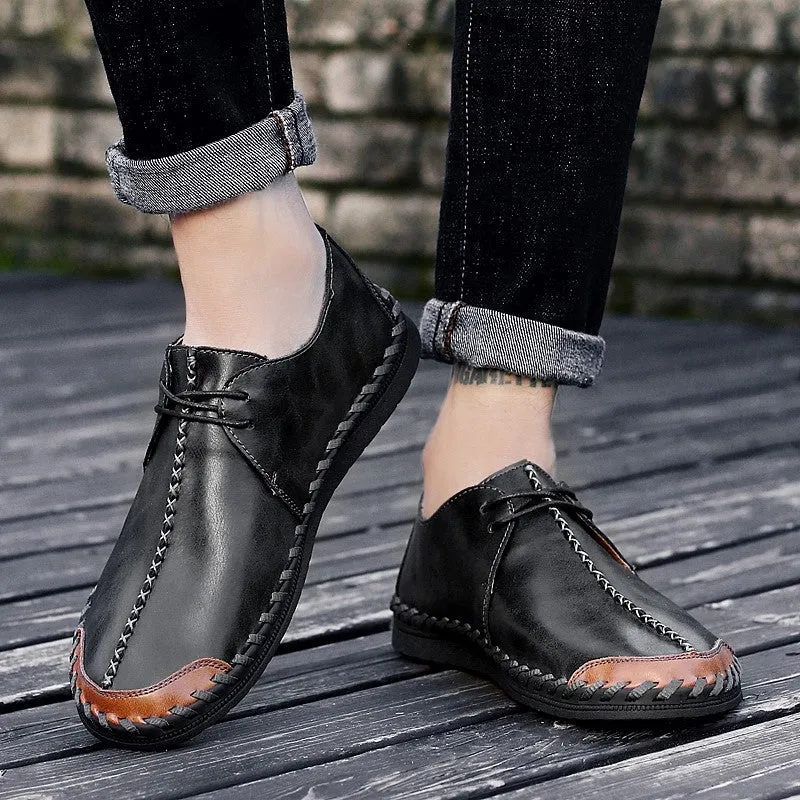 Man's vintage fashion joker leather flat leisure loafers