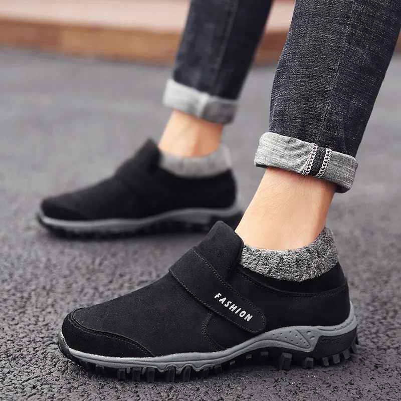 Man's winter thermal velvet suede slip resistant comfortable velcro slip-on leisure loafers CL