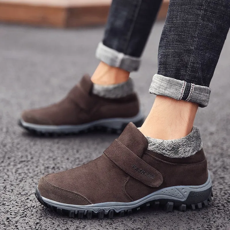 Man's winter thermal velvet suede slip resistant comfortable velcro slip-on leisure loafers CL