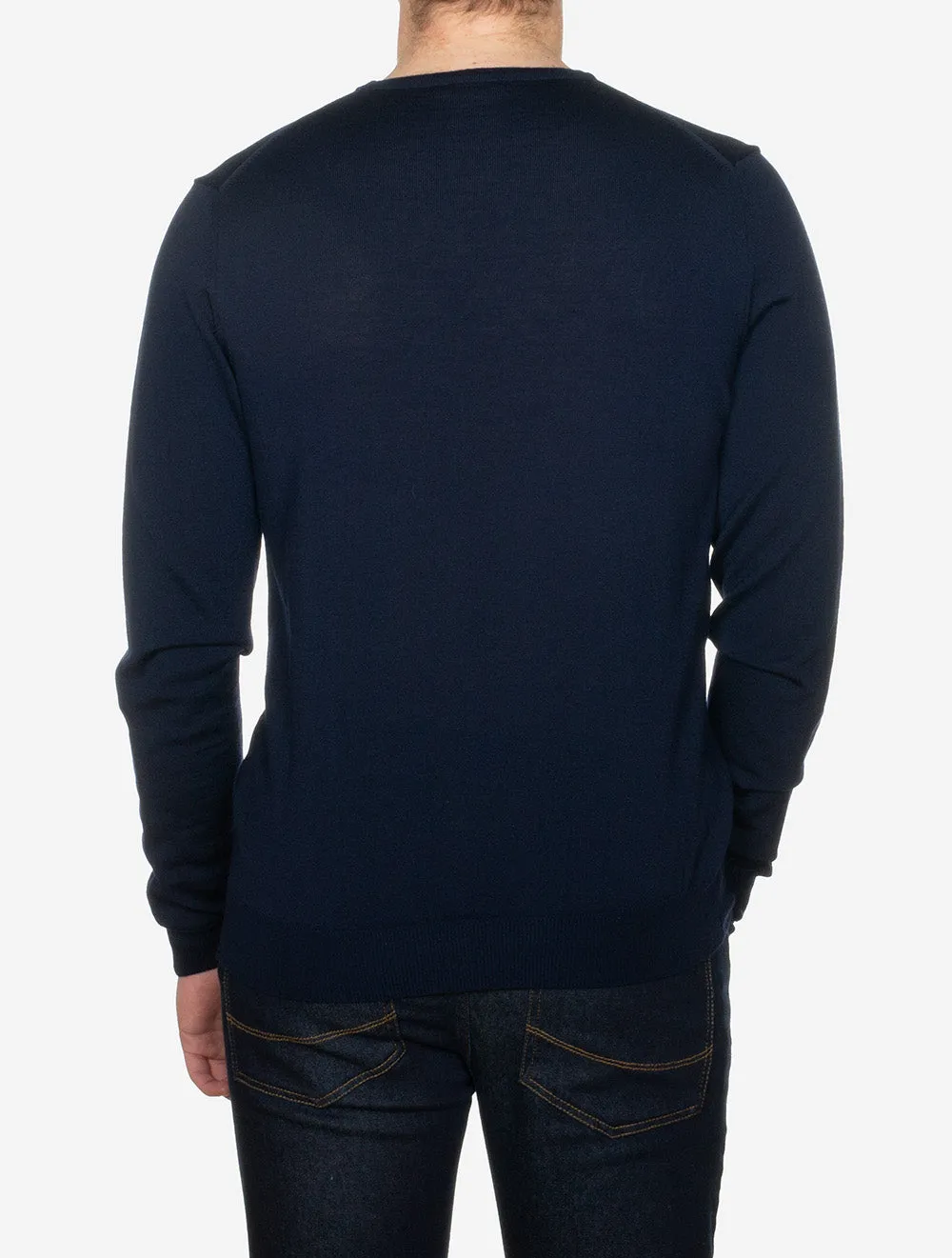 Merino Wool Crew Neck Jumper Navy