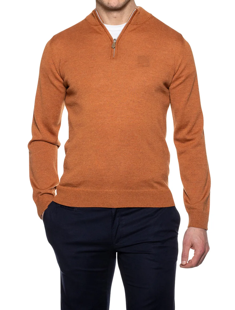 Merino Wool Halfzip Rust