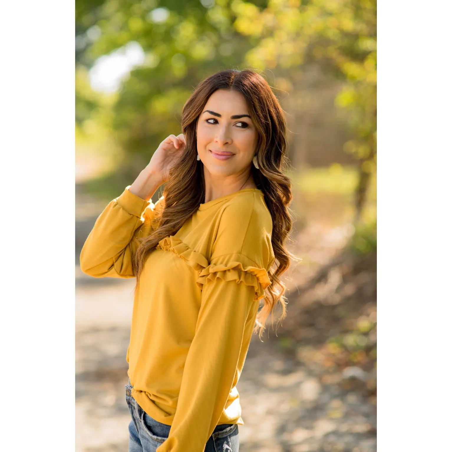 Mid Ruffle Long Sleeve Tee