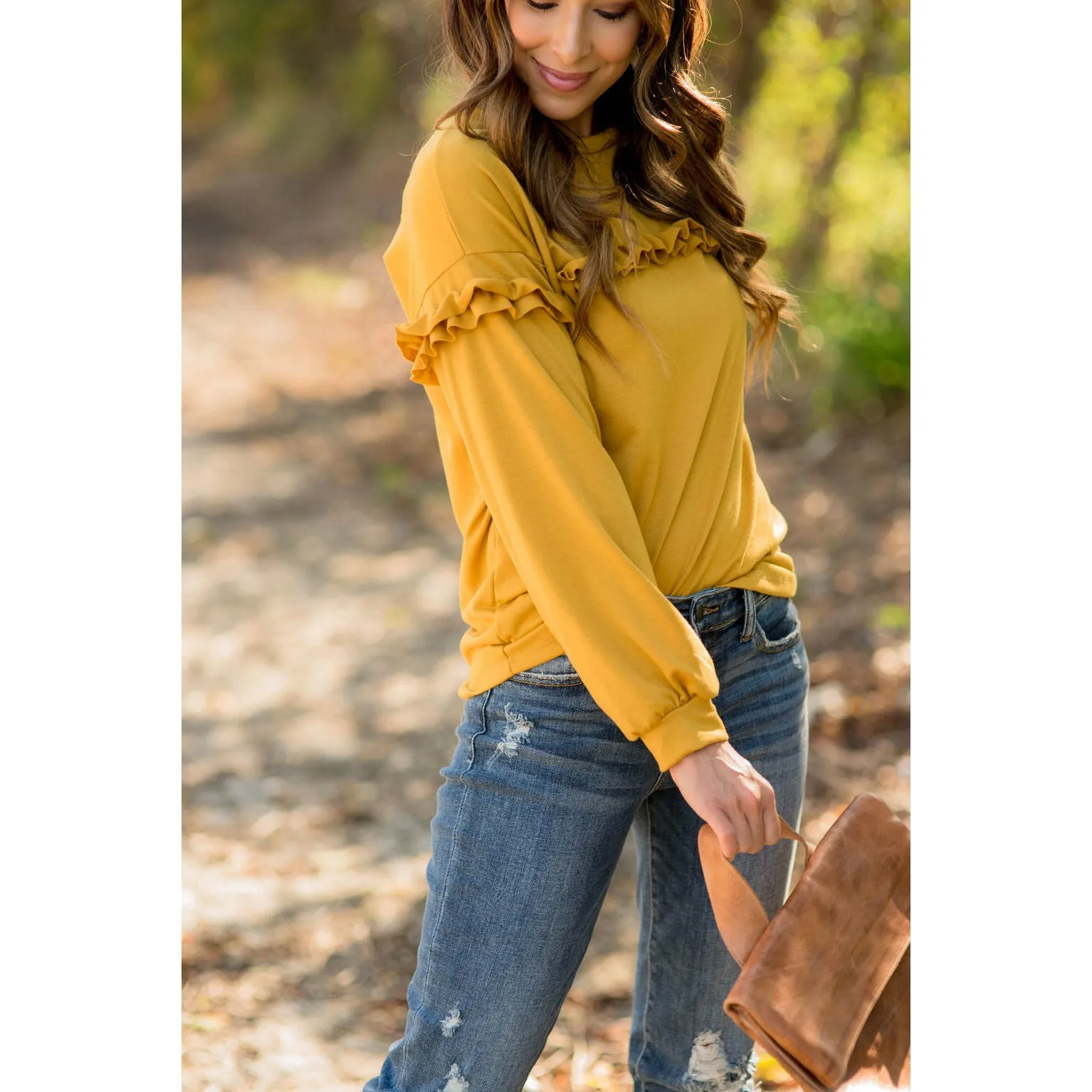 Mid Ruffle Long Sleeve Tee