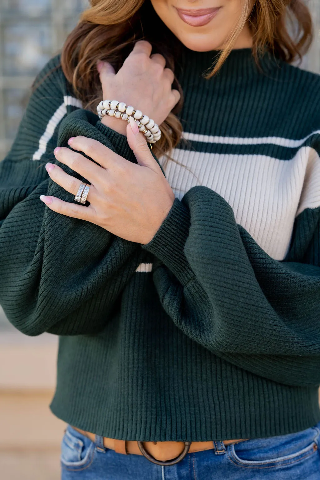 Mid Stripe Mock Neck Sweater