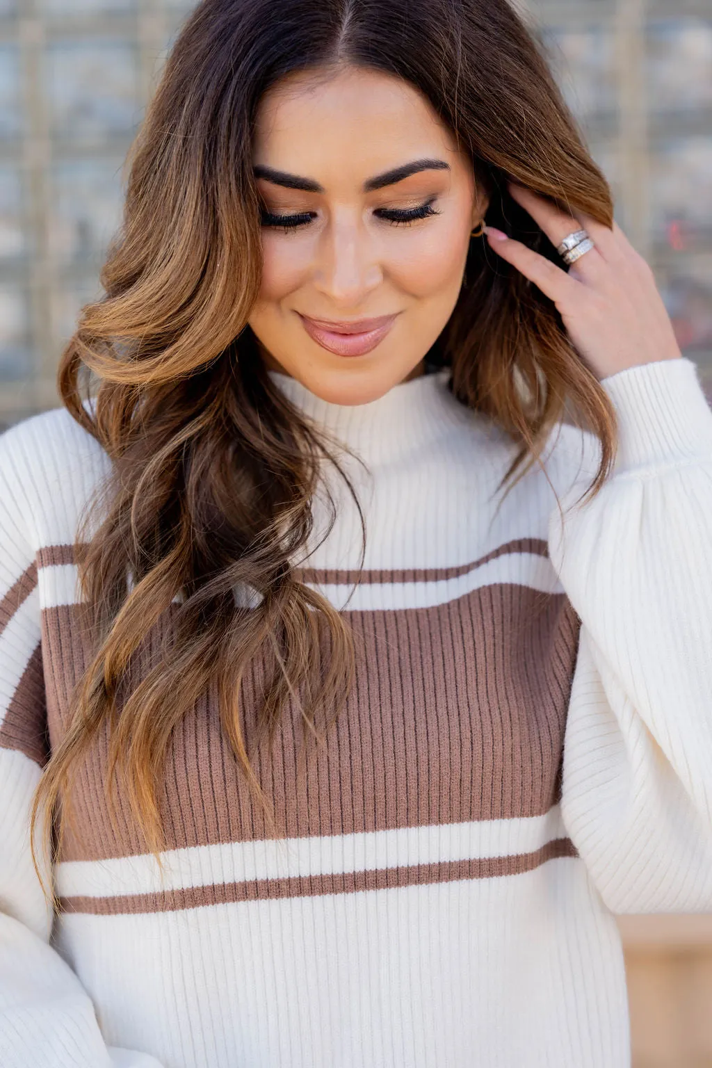 Mid Stripe Mock Neck Sweater