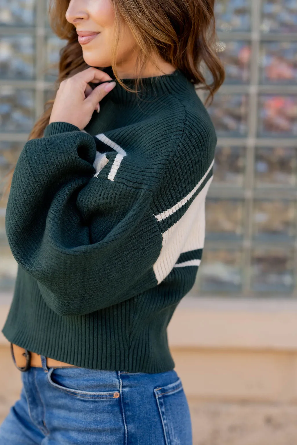 Mid Stripe Mock Neck Sweater