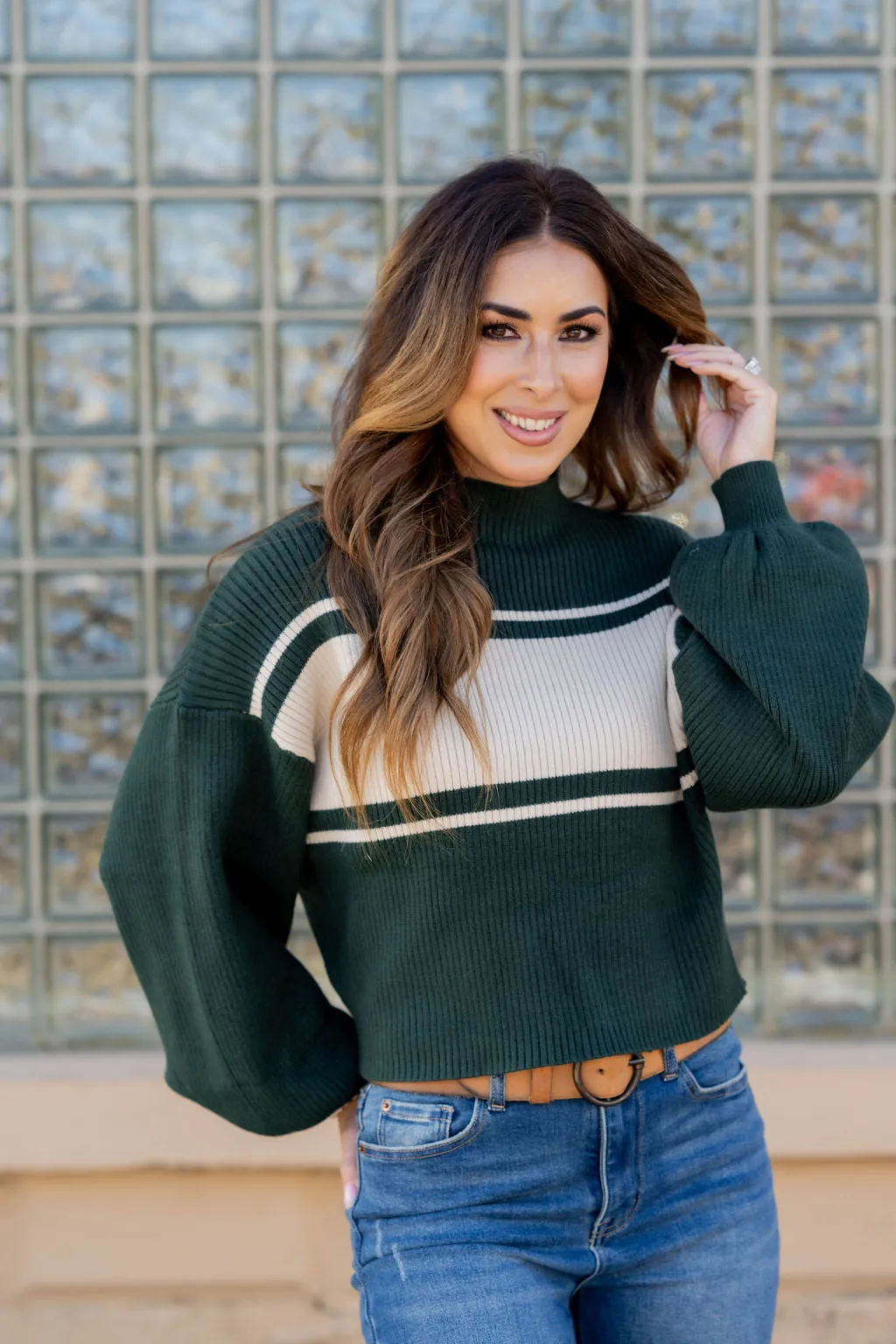 Mid Stripe Mock Neck Sweater