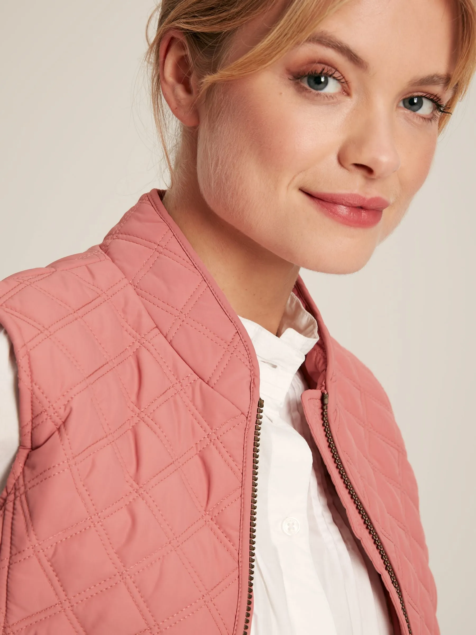 Minx Rose Pink Showerproof Diamond Quilted Gilet