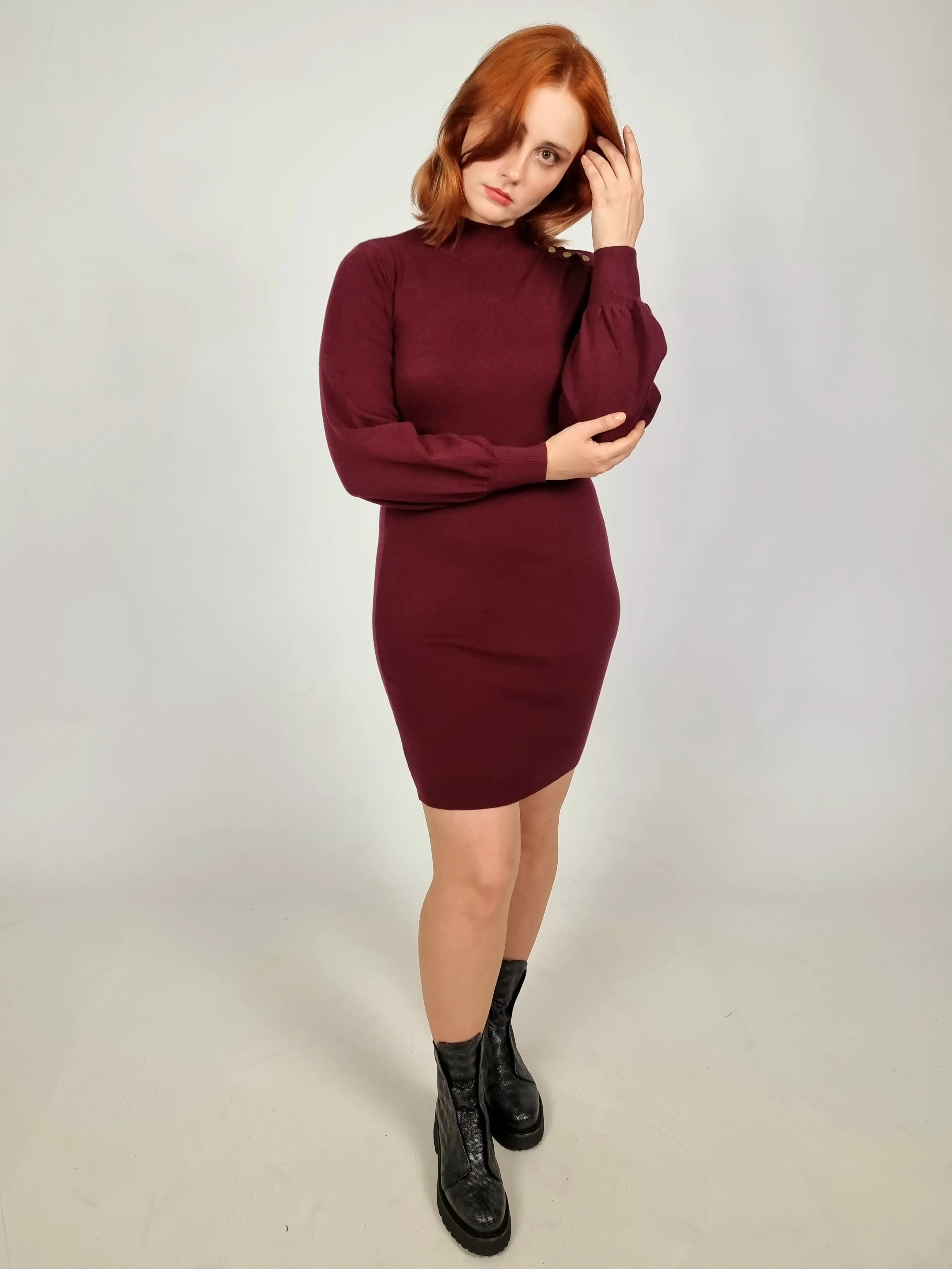 Molly Bracken Dark Red Knitted Dress