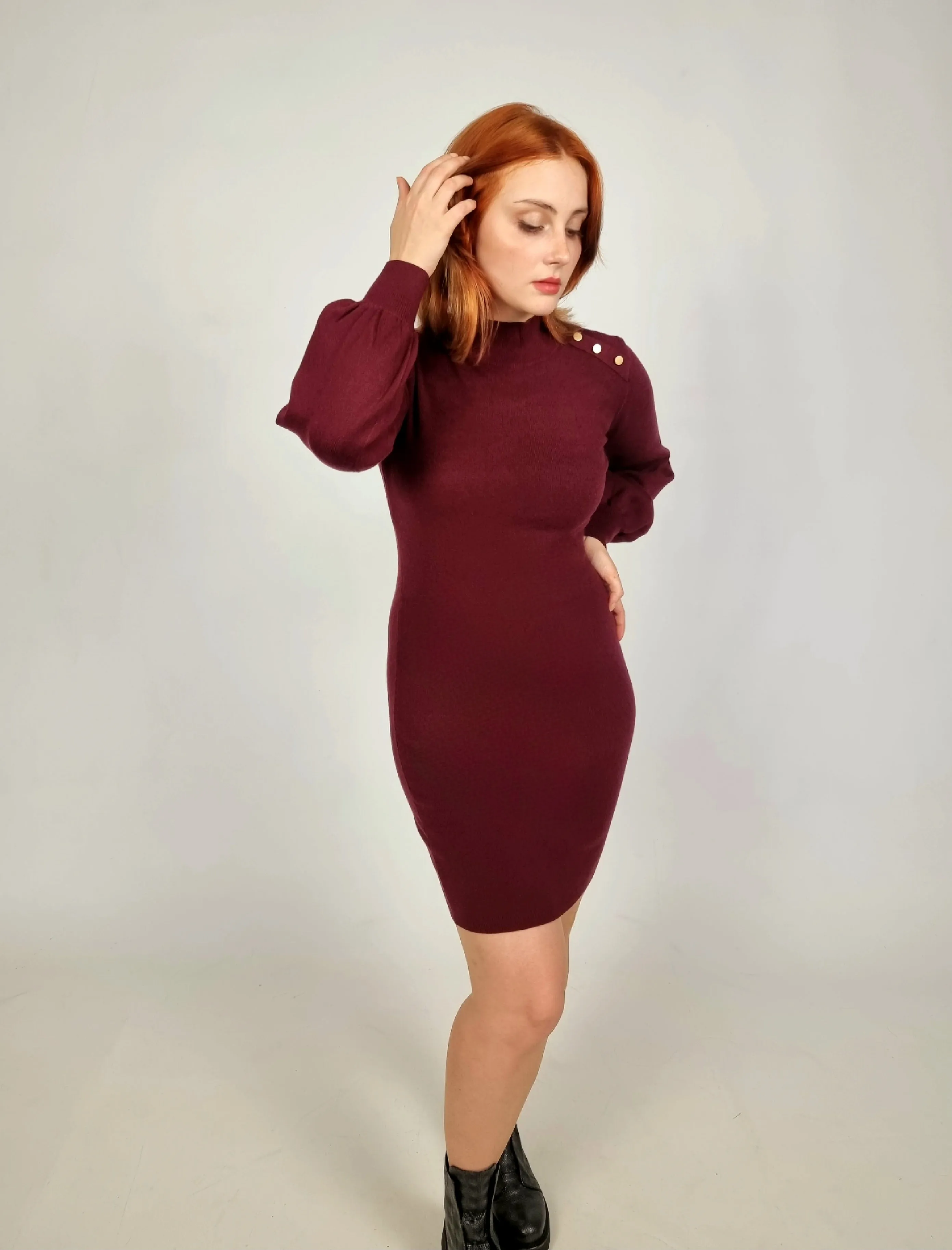 Molly Bracken Dark Red Knitted Dress