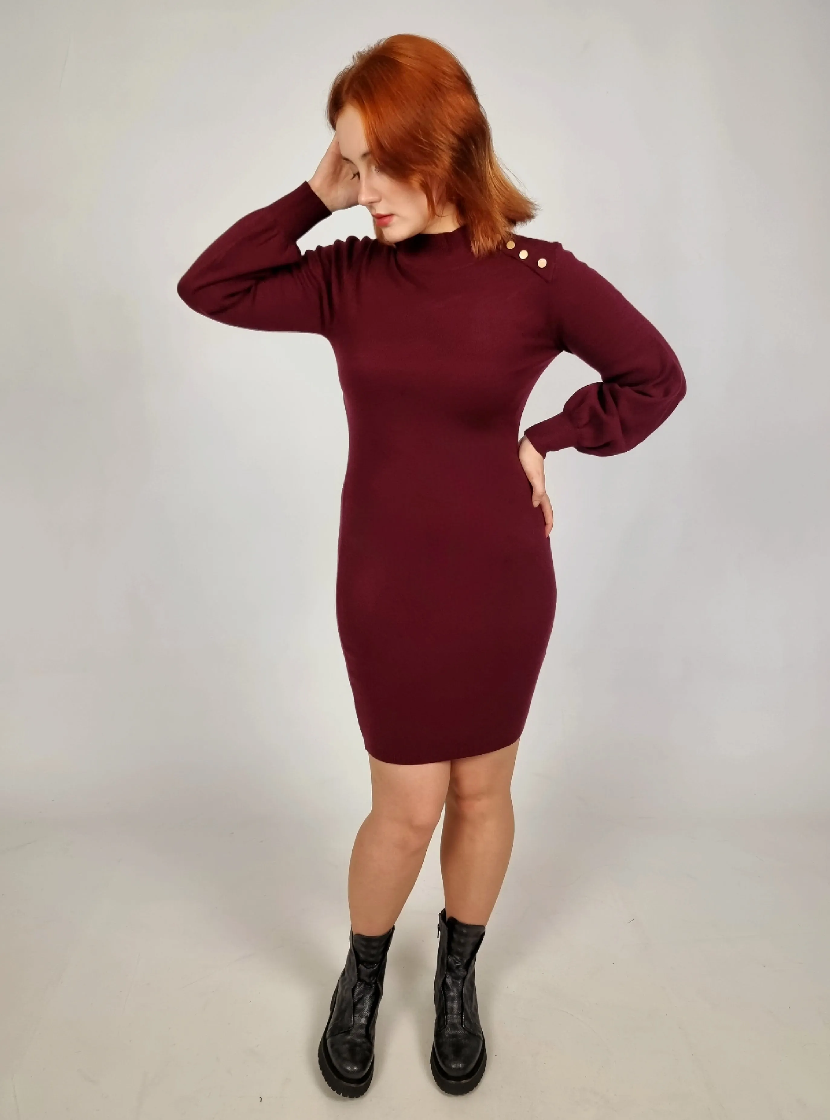 Molly Bracken Dark Red Knitted Dress