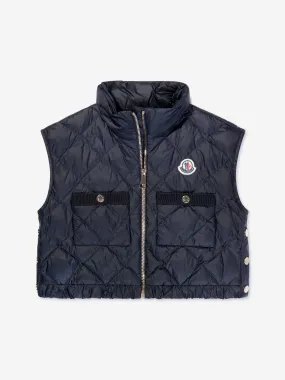 Moncler Enfant Girls Down Padded Garonna Gilet in Navy