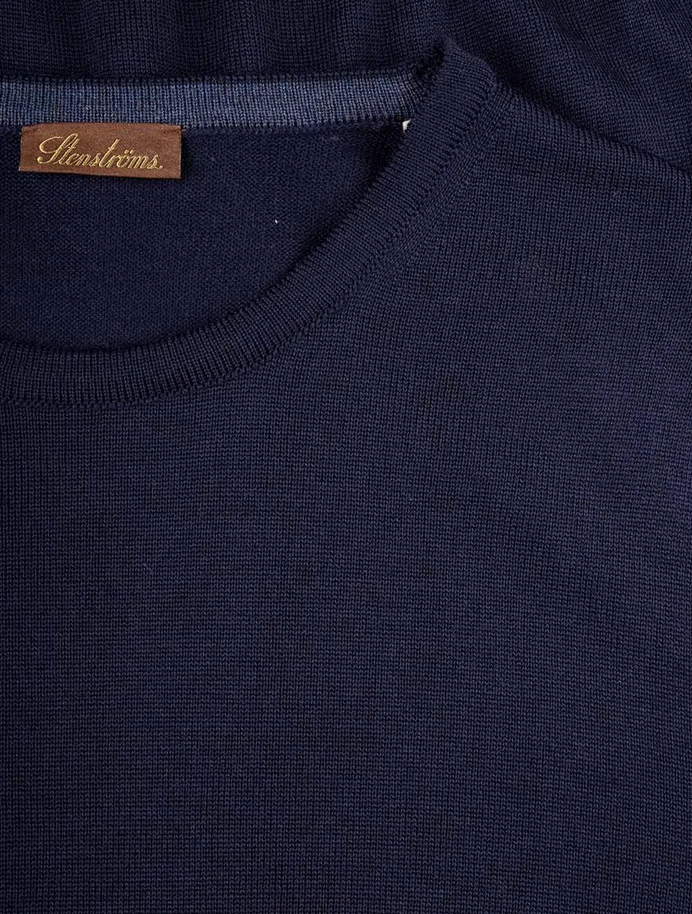 Navy Merino Wool Sweater With Patches