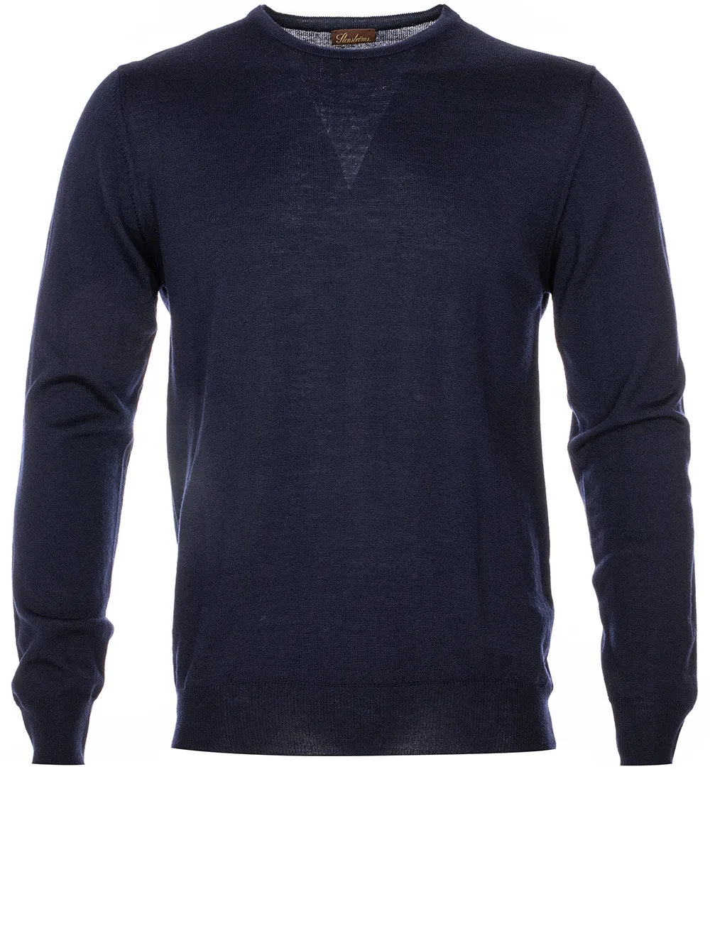 Navy Merino Wool Sweater With Patches