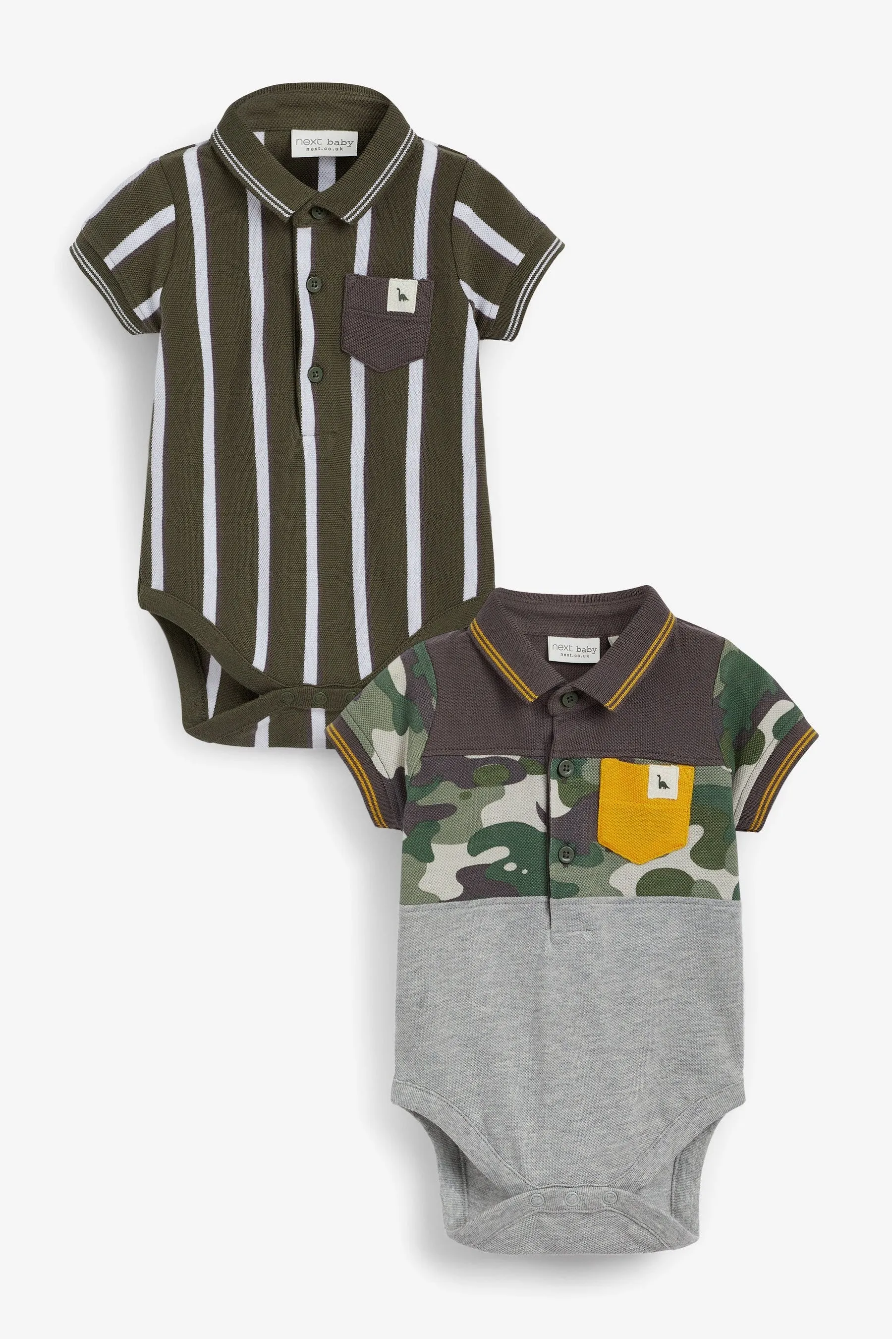 Next 2 Pack Polo Camo Baby Boys Bodysuits