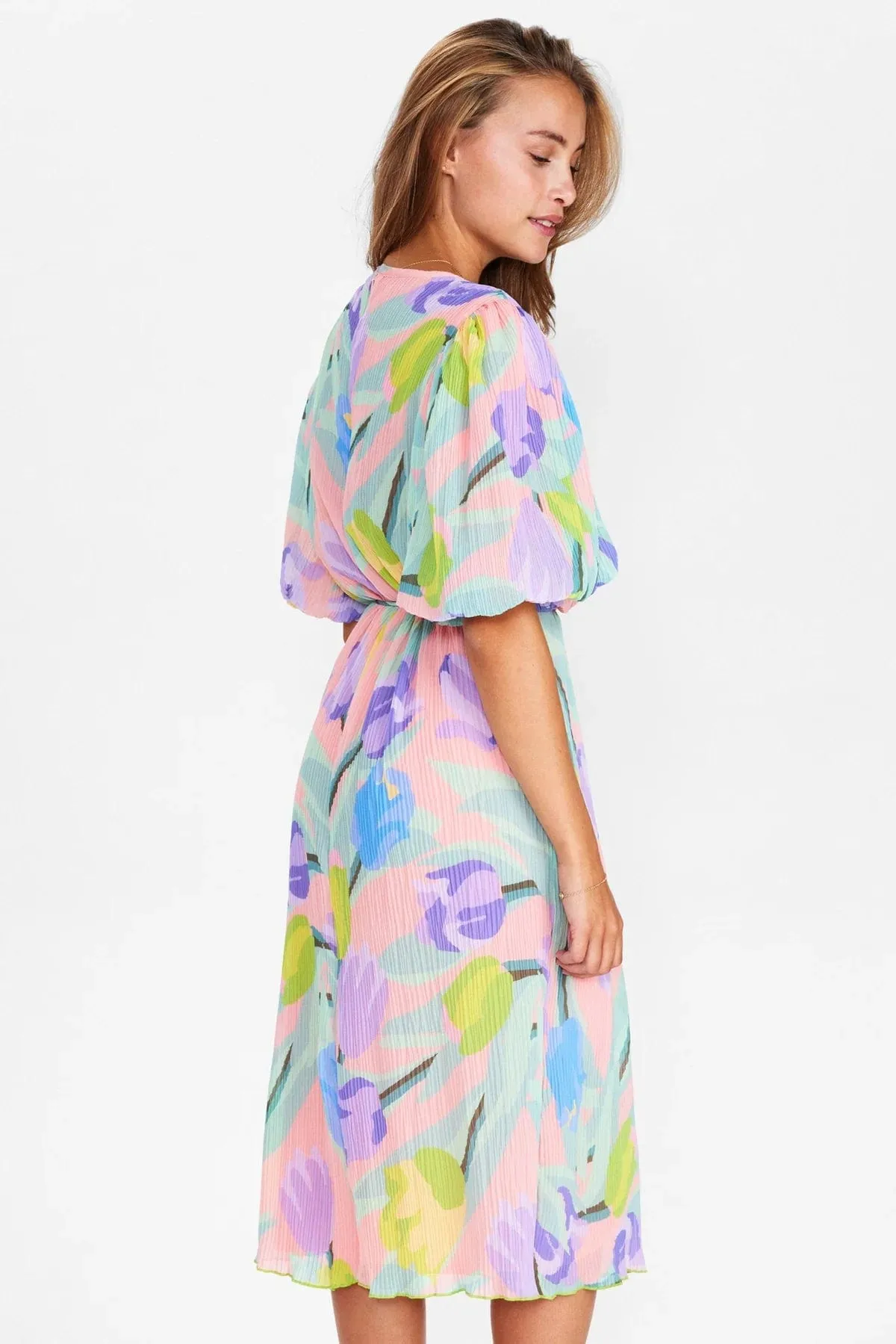 Numph Plisse Printed Midi Dress Multi