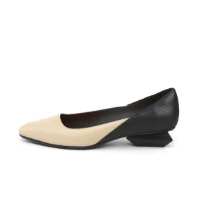 Office Shoes with Low Sculptural Block Heels