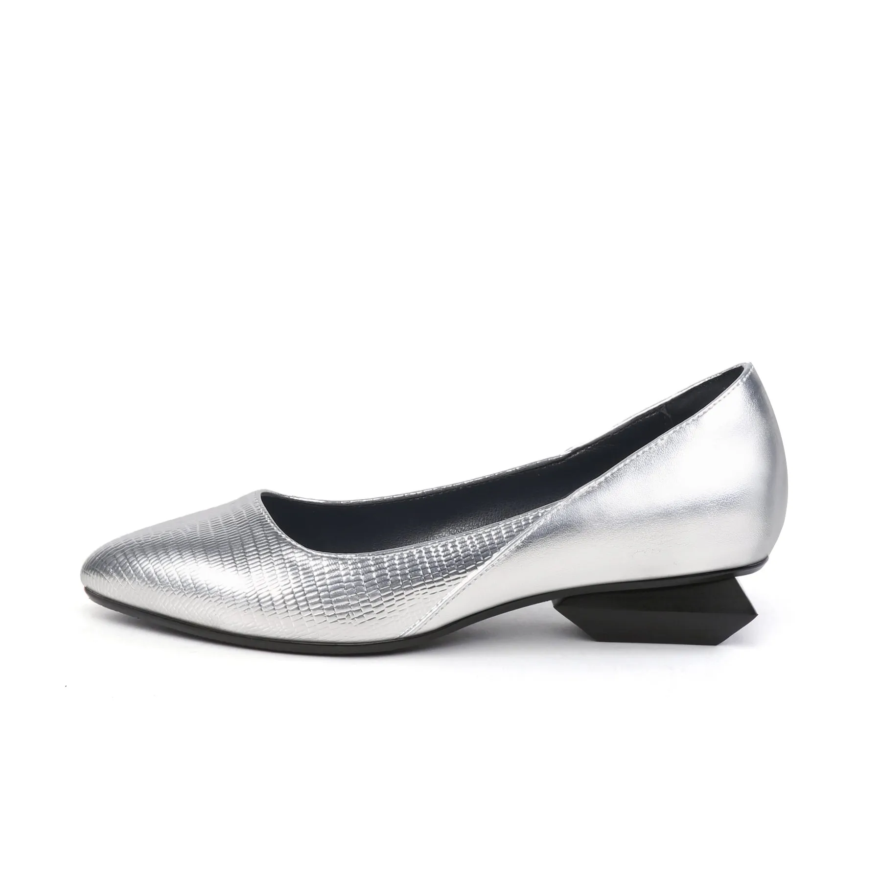 Office Shoes with Low Sculptural Block Heels