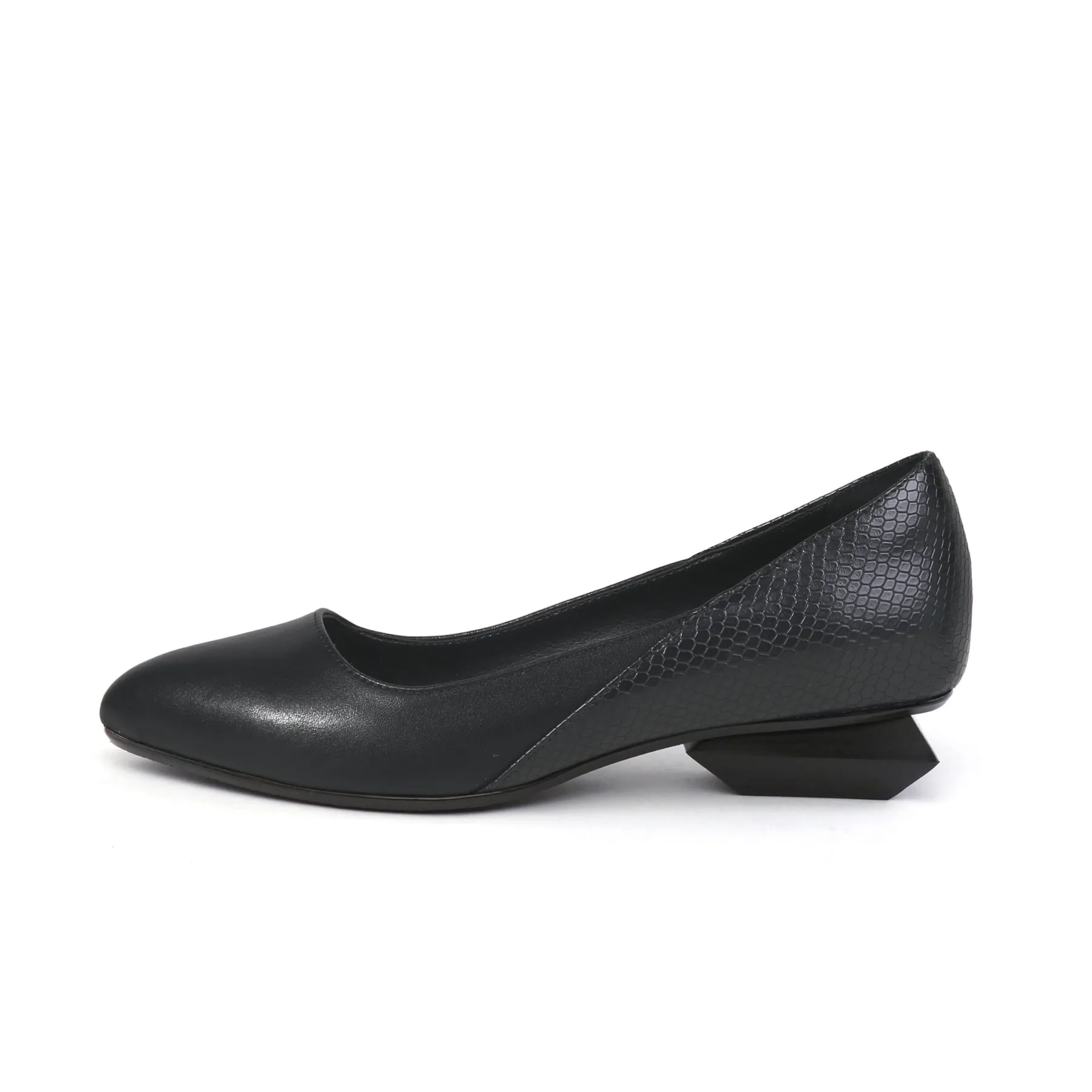 Office Shoes with Low Sculptural Block Heels