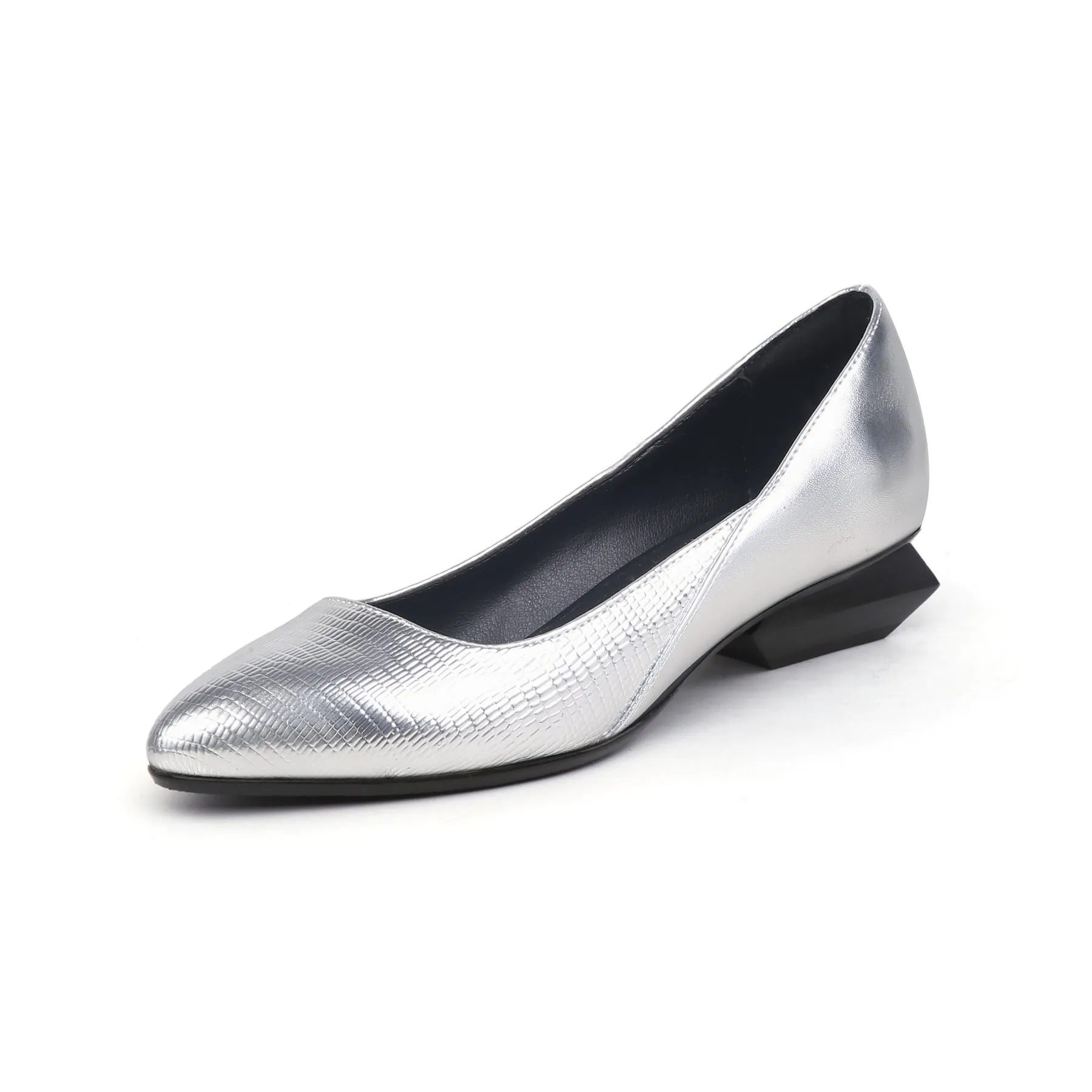 Office Shoes with Low Sculptural Block Heels