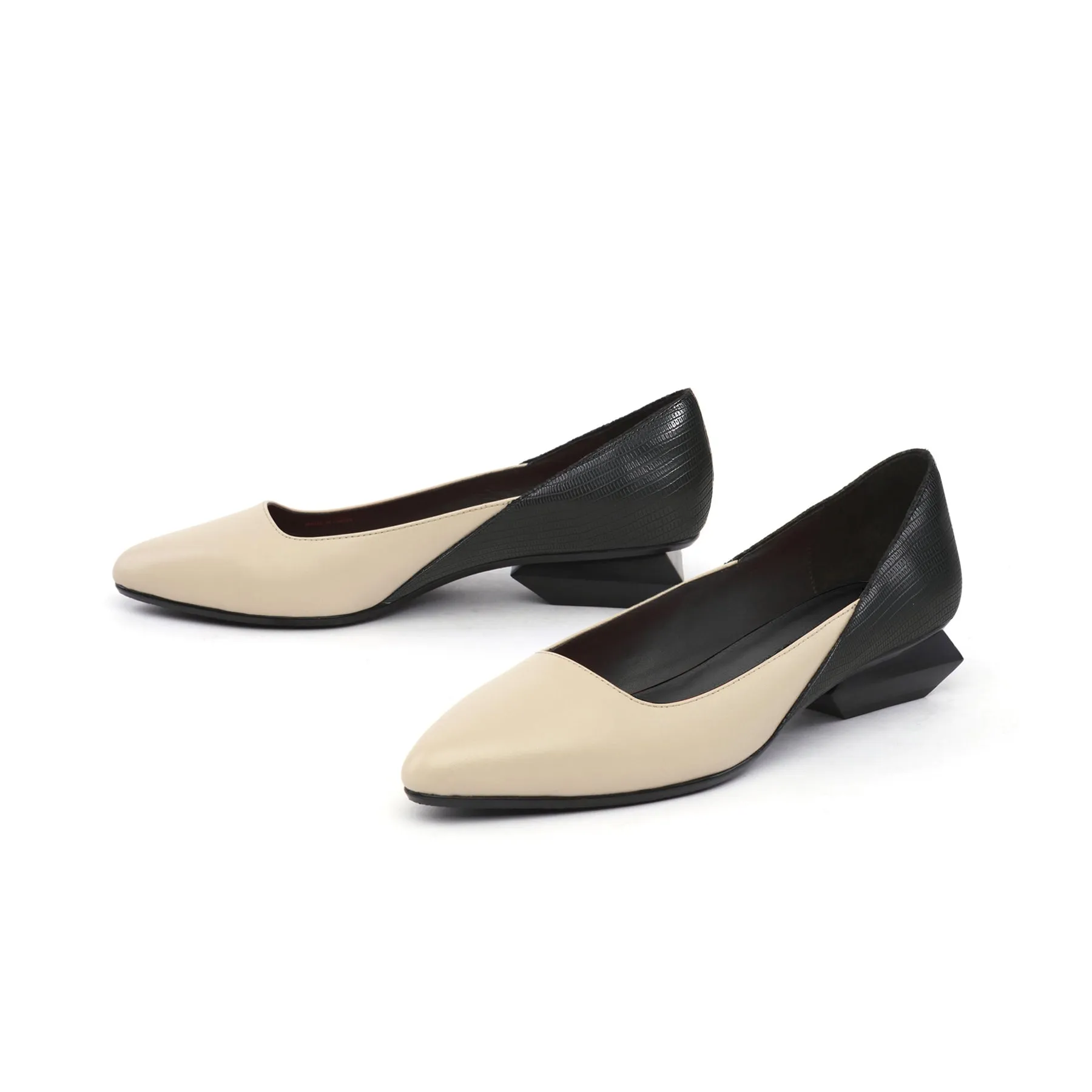 Office Shoes with Low Sculptural Block Heels