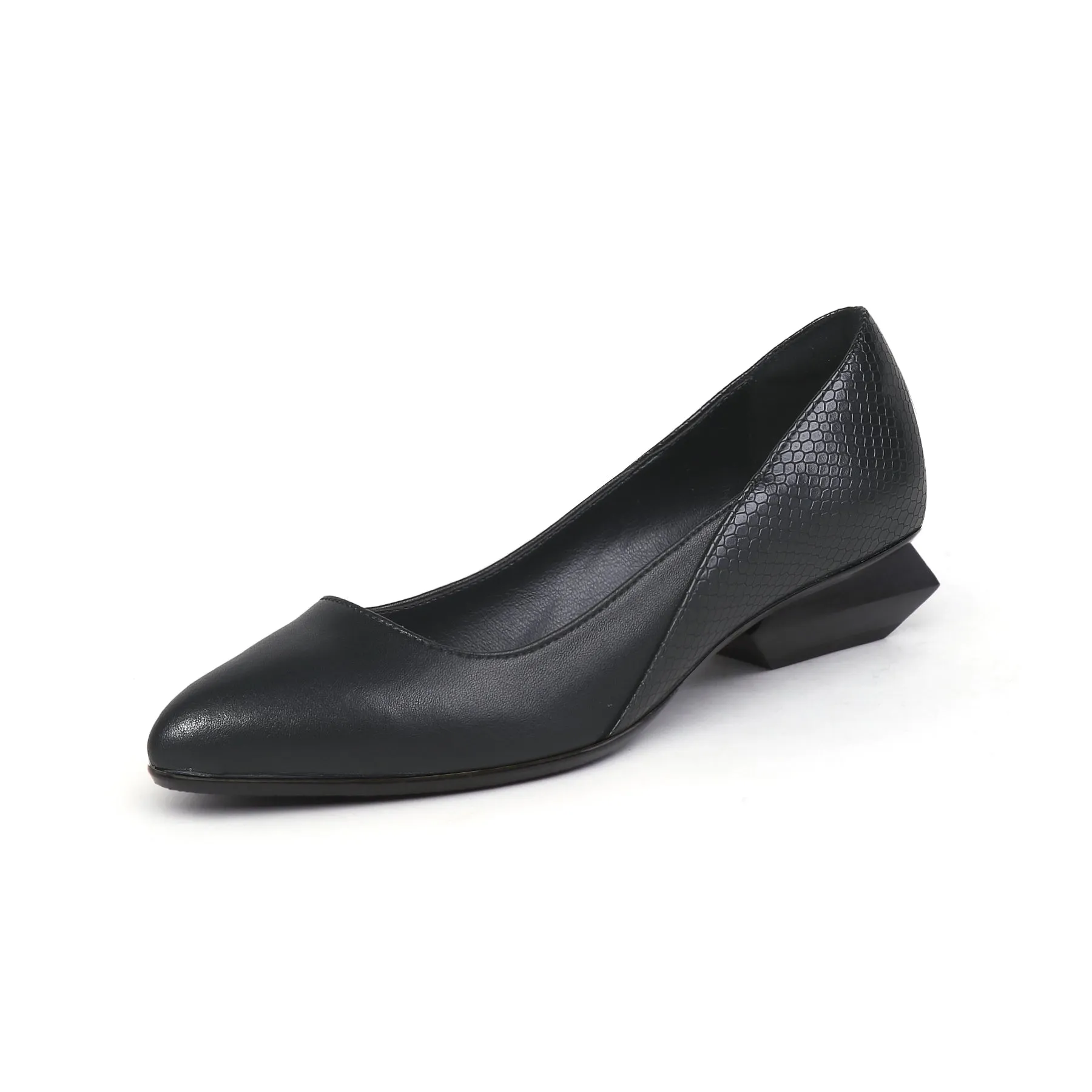 Office Shoes with Low Sculptural Block Heels