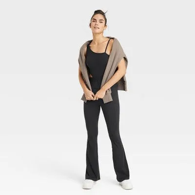 Open Box - JoyLab Women's Full Length Sleeveless Flare Bodysuit Cutout Jumpsuit