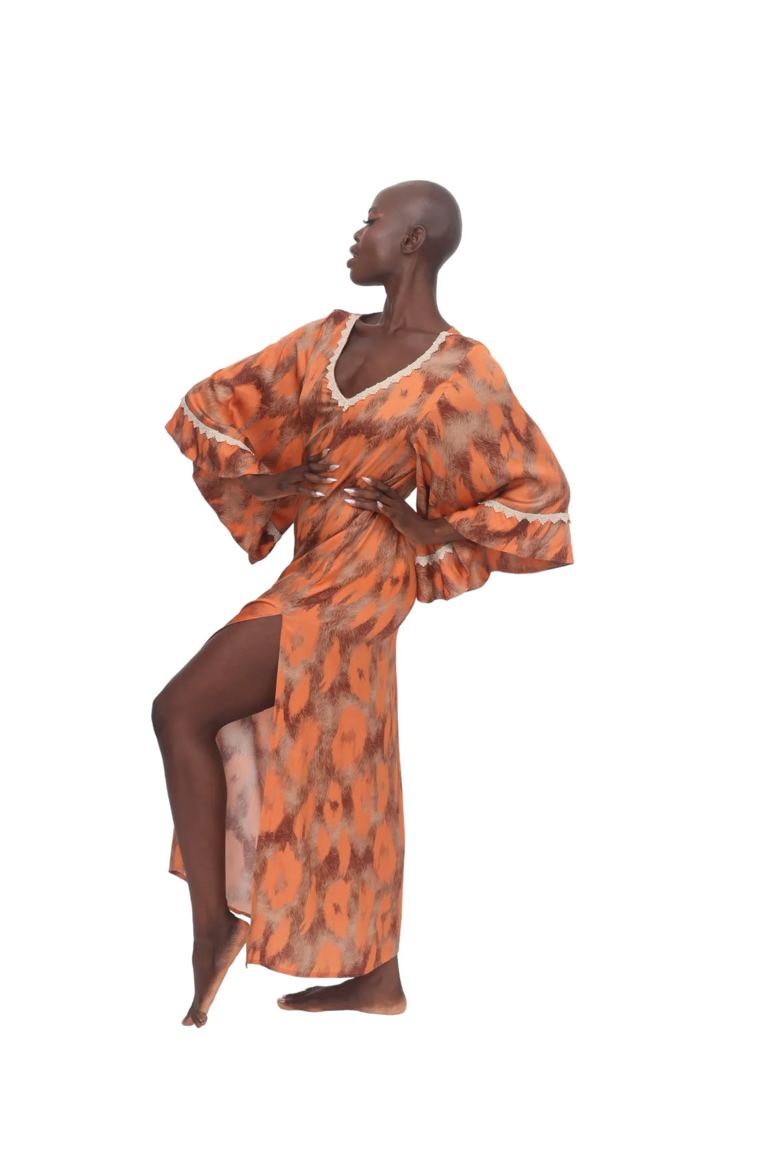 Orange Stampa Tunic Dress