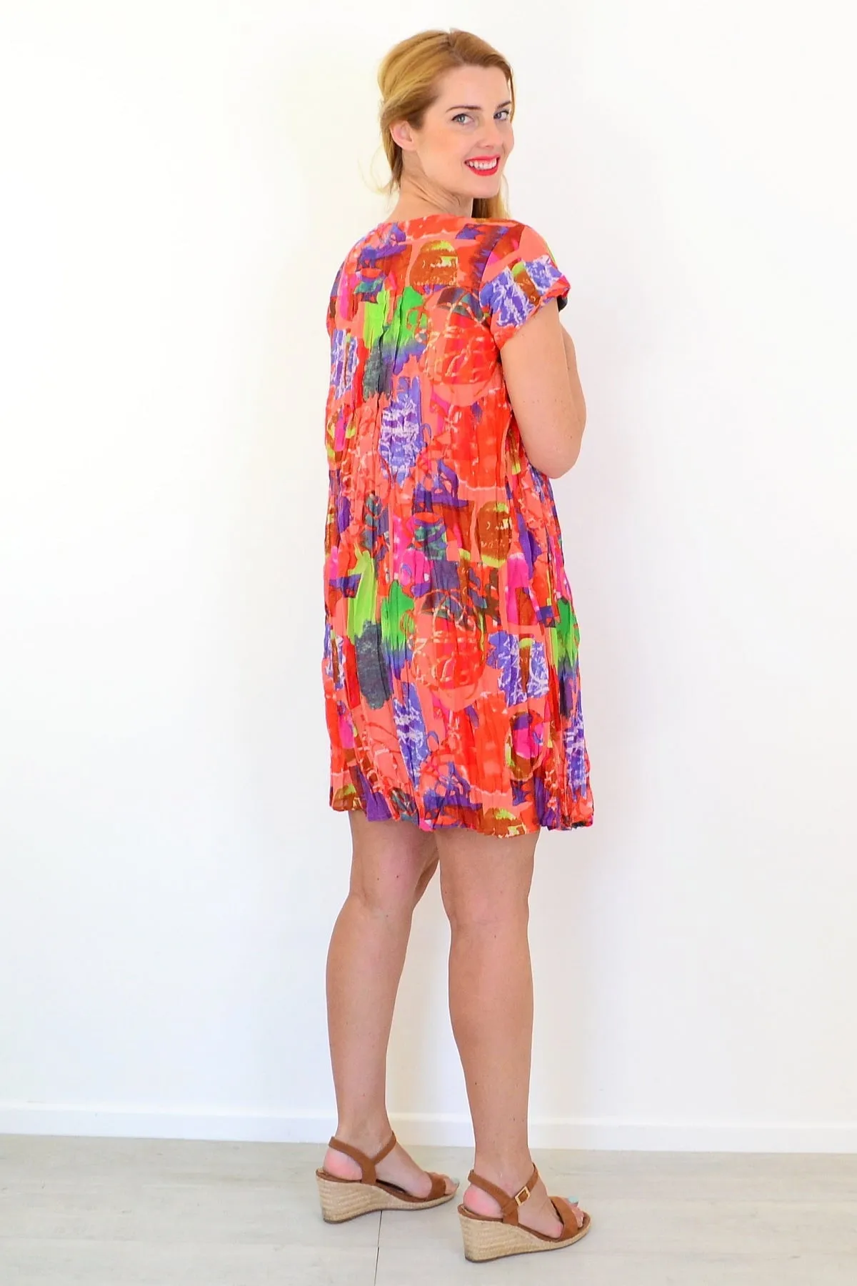 Orange Tropical Nicola Dress Cap Sleeve Tunic