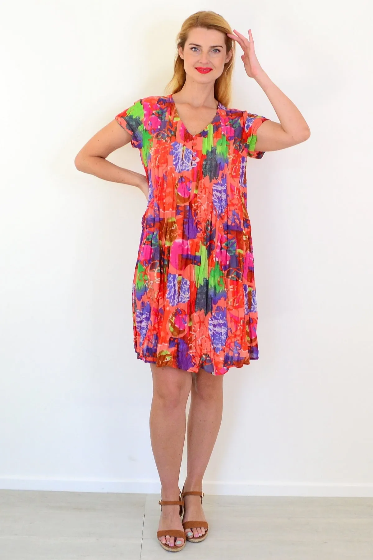 Orange Tropical Nicola Dress Cap Sleeve Tunic