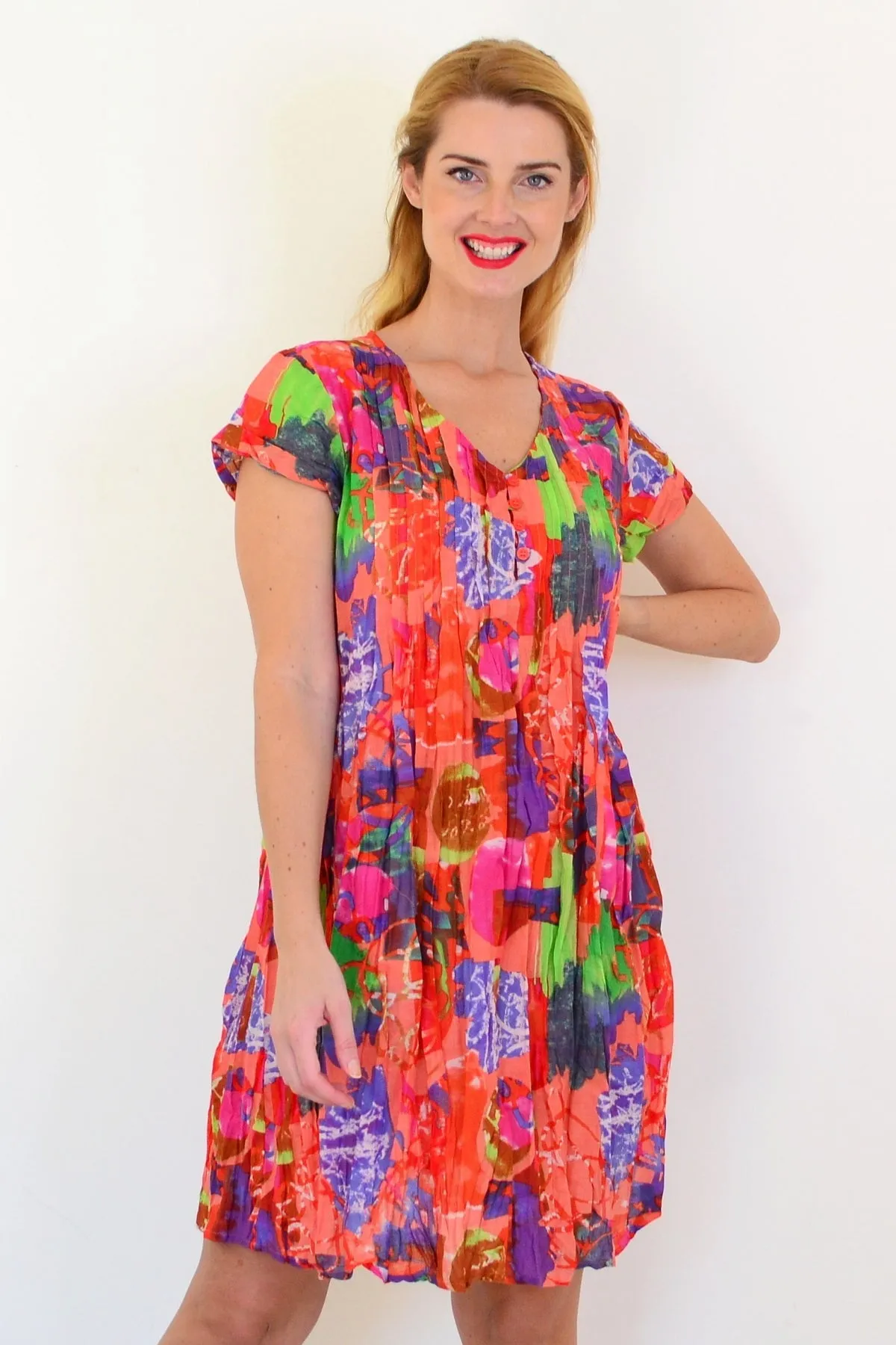 Orange Tropical Nicola Dress Cap Sleeve Tunic