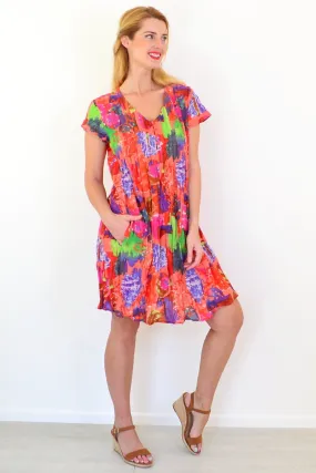 Orange Tropical Nicola Dress Cap Sleeve Tunic