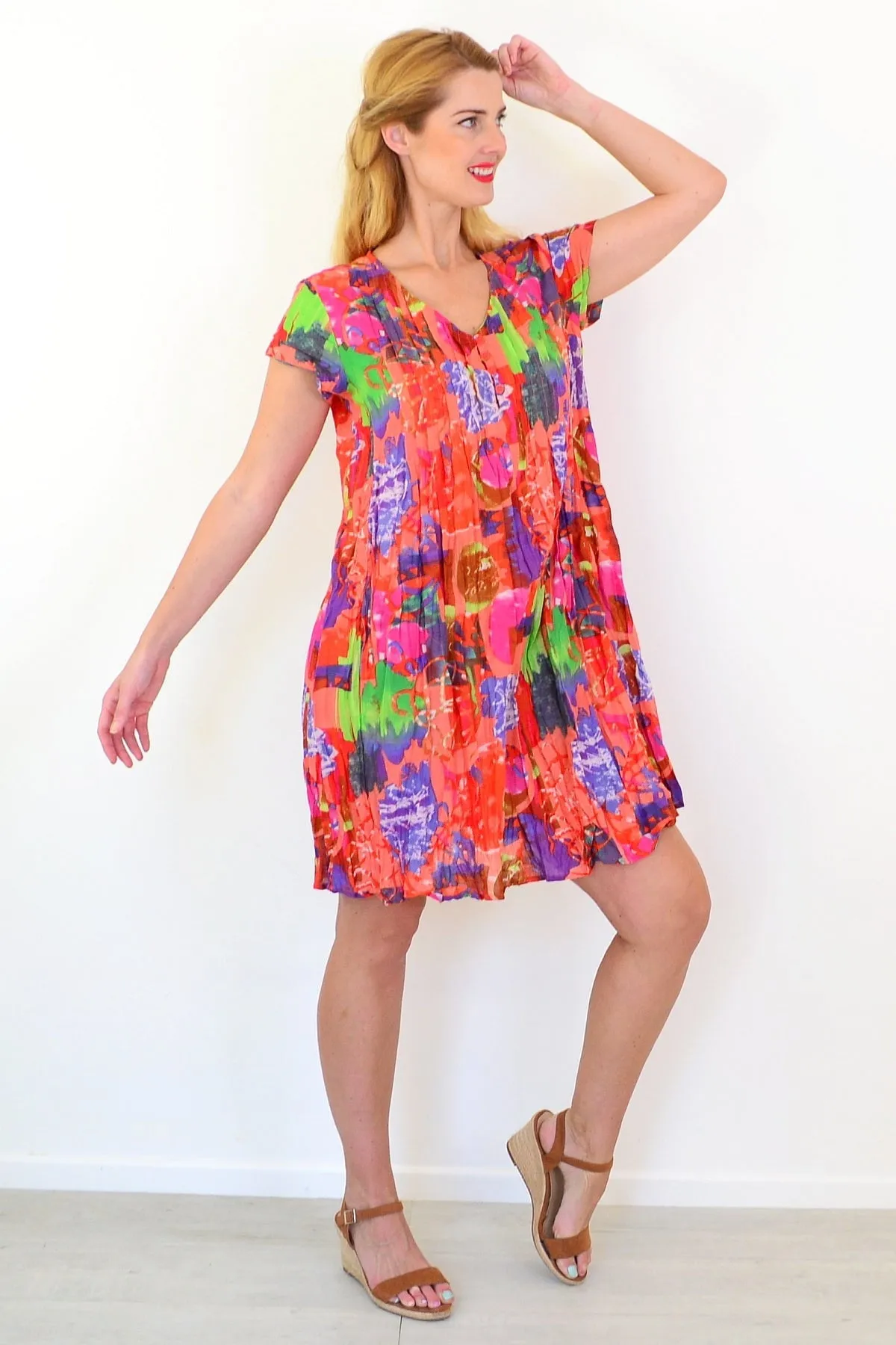 Orange Tropical Nicola Dress Cap Sleeve Tunic