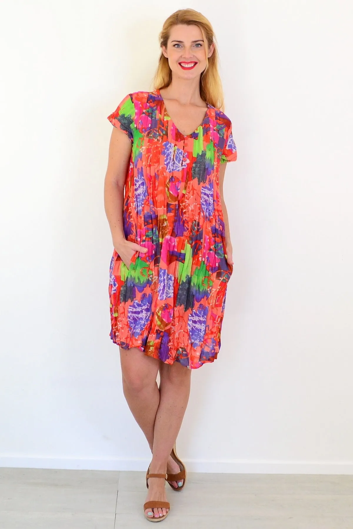 Orange Tropical Nicola Dress Cap Sleeve Tunic