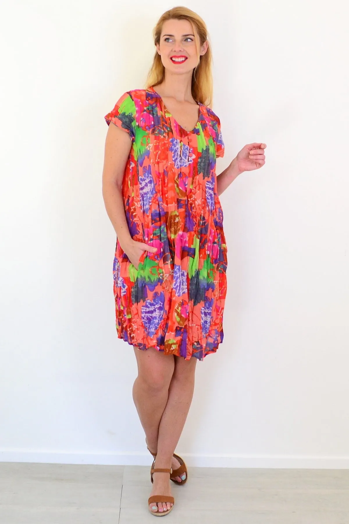 Orange Tropical Nicola Dress Cap Sleeve Tunic