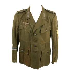 Original German WWII 1943 Dated Obergefreiter’s M43 Tropical Afrika Korps Transport & Logistics EM Tunic with Krim Shield Post War Re-Applied