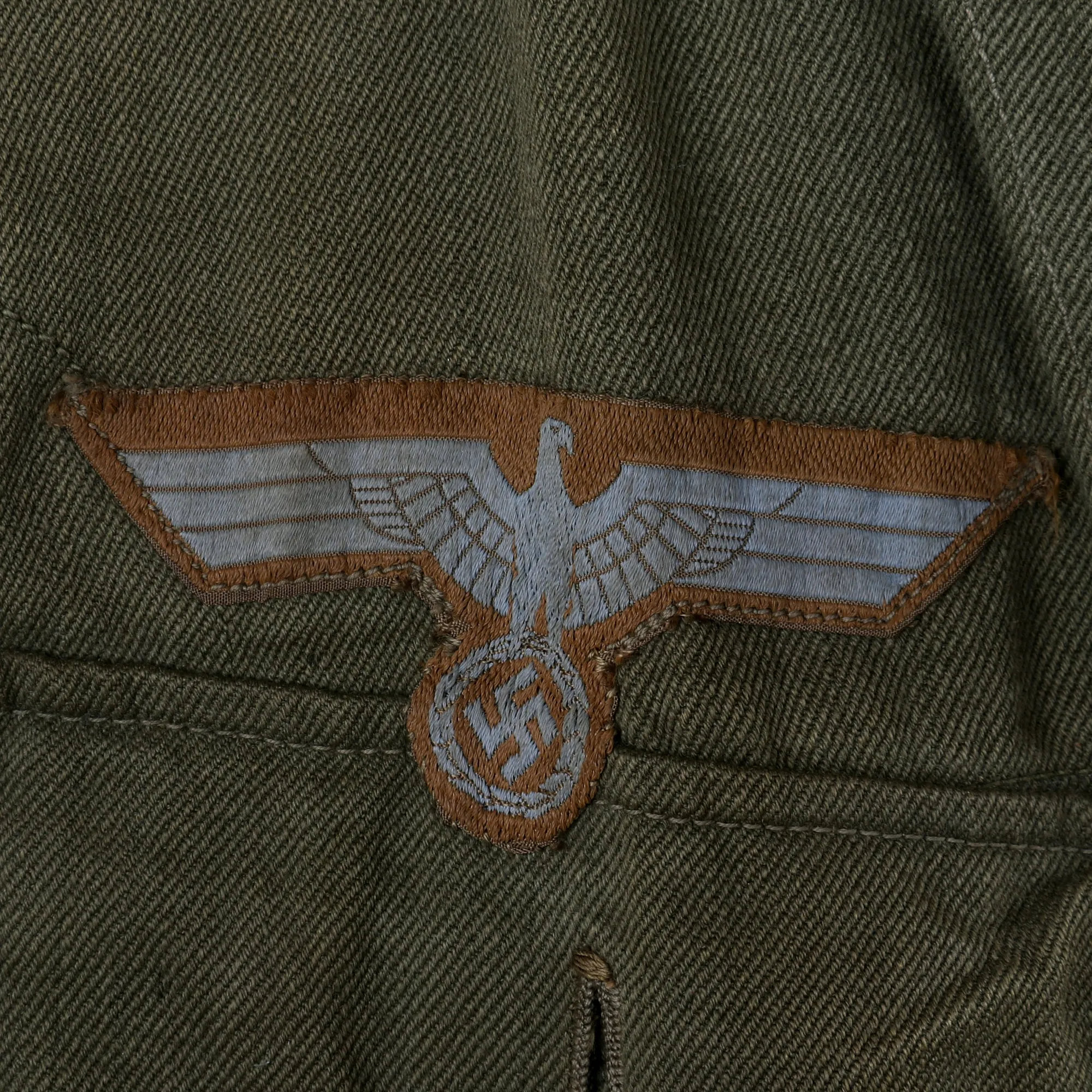 Original German WWII 1943 Dated Obergefreiter’s M43 Tropical Afrika Korps Transport & Logistics EM Tunic with Krim Shield Post War Re-Applied