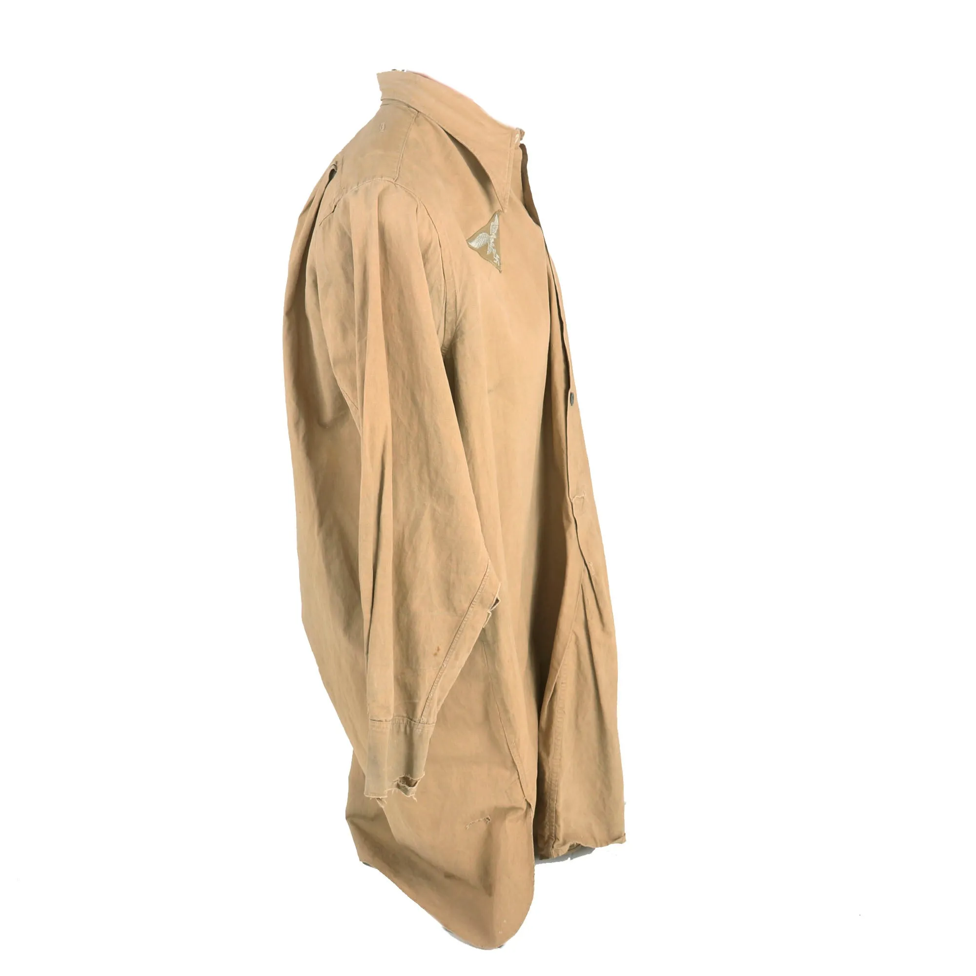 Original German WWII Afrika Korps Luftwaffe Tan Tropical Uniform Long Sleeve Service Shirt by Geyer