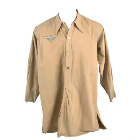 Original German WWII Afrika Korps Luftwaffe Tan Tropical Uniform Long Sleeve Service Shirt by Geyer