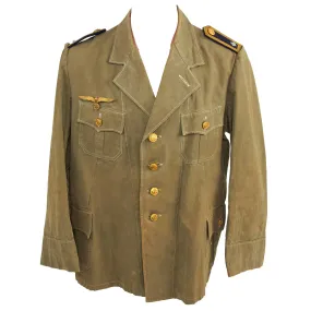 Original German WWII Kriegsmarine NCO Tropical Field Tunic with Feldwebel Rank Insignia