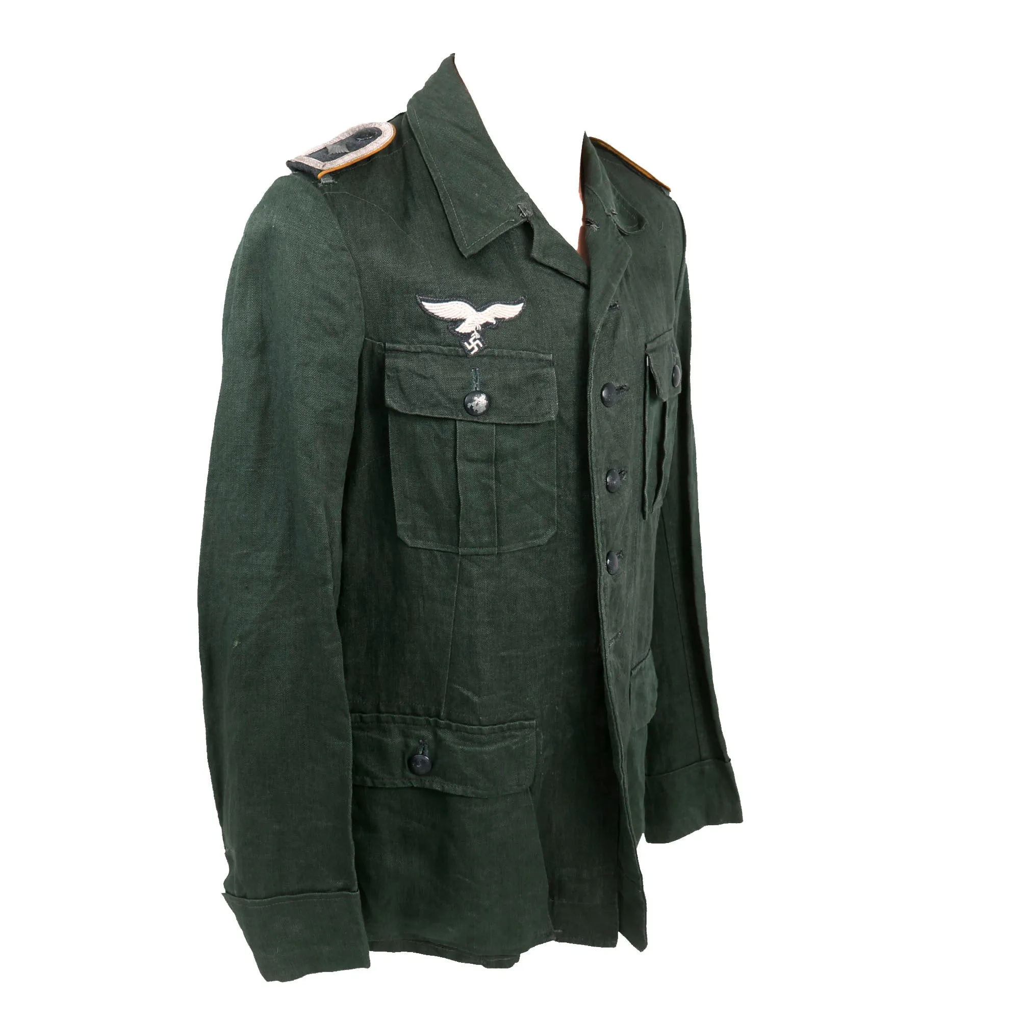 Original German WWII Luftwaffe Flight Branch Feldwebel NCO HBT Reed Green M43 Service Tunic