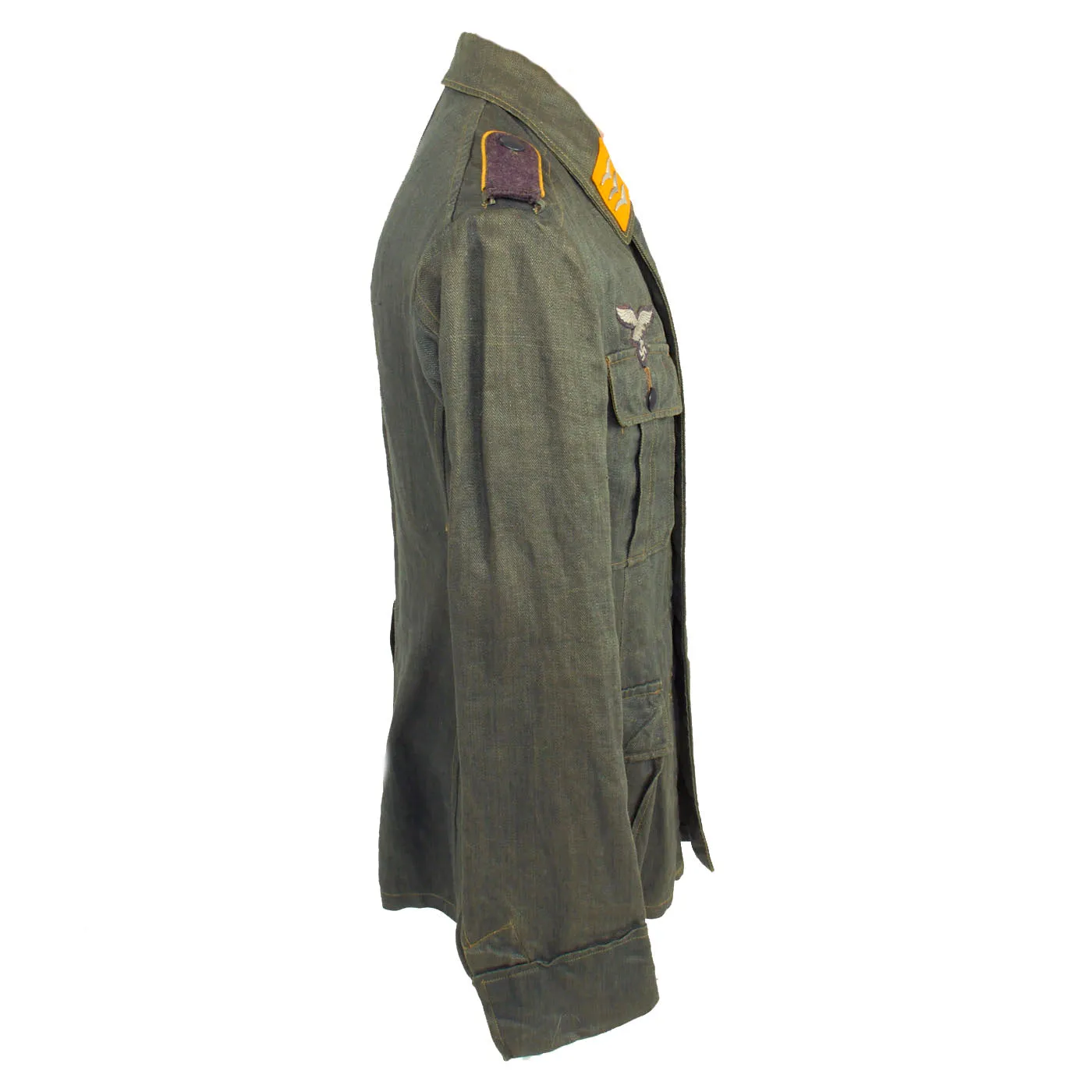 Original German WWII Luftwaffe Flight Branch Obergefreiter HBT Reed Green M43 Service Tunic - dated 1943