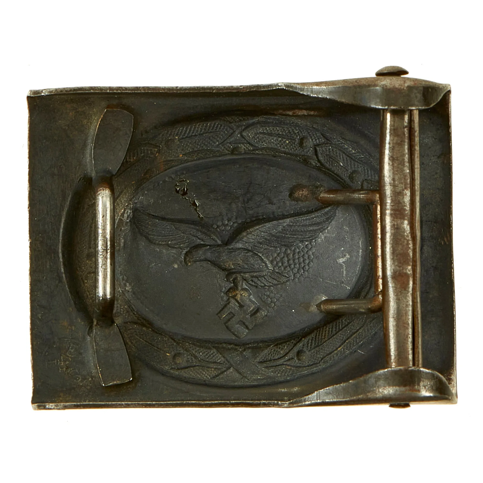 Original German WWII Luftwaffe Steel Belt Buckle by E. Schneider of Lüdenscheid - dated 1941