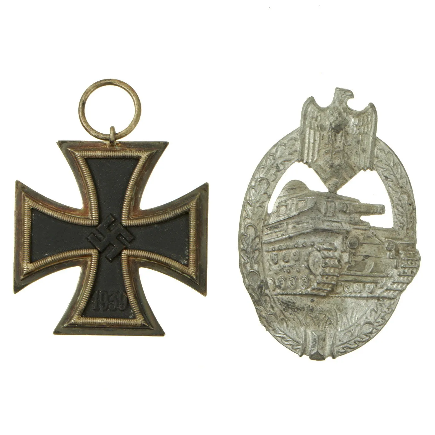 Original German WWII Panzer Medal and Insignia Grouping with EKII, Panzer Assault Badge & War Merit Medal