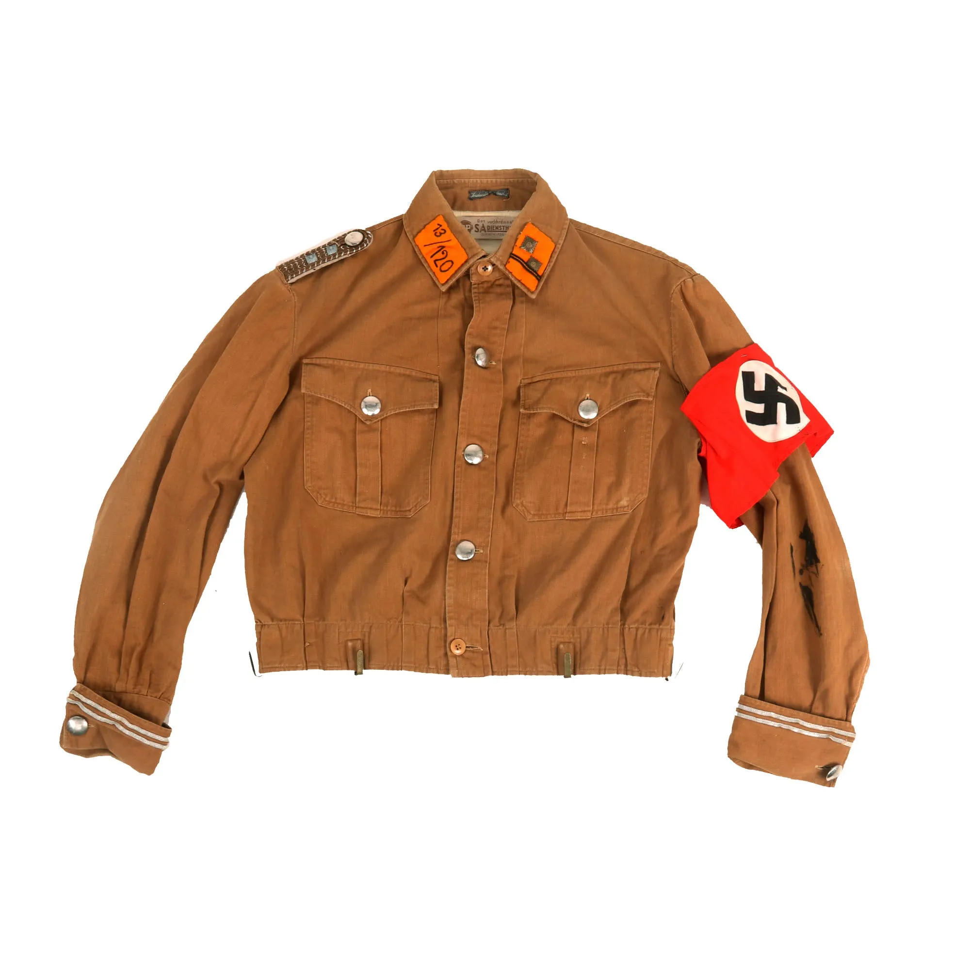 Original German WWII SA Südwest Group "Foot" SA-Obertruppführer NCO Brown Shirt Tunic with Armband - Maker Marked