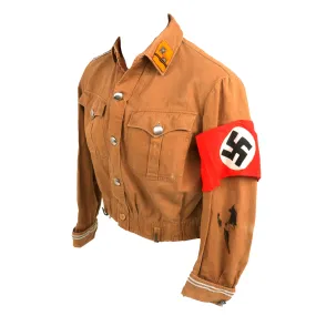 Original German WWII SA Südwest Group "Foot" SA-Obertruppführer NCO Brown Shirt Tunic with Armband - Maker Marked